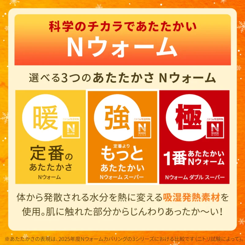 ニトリのNウォームの3タイプを解説