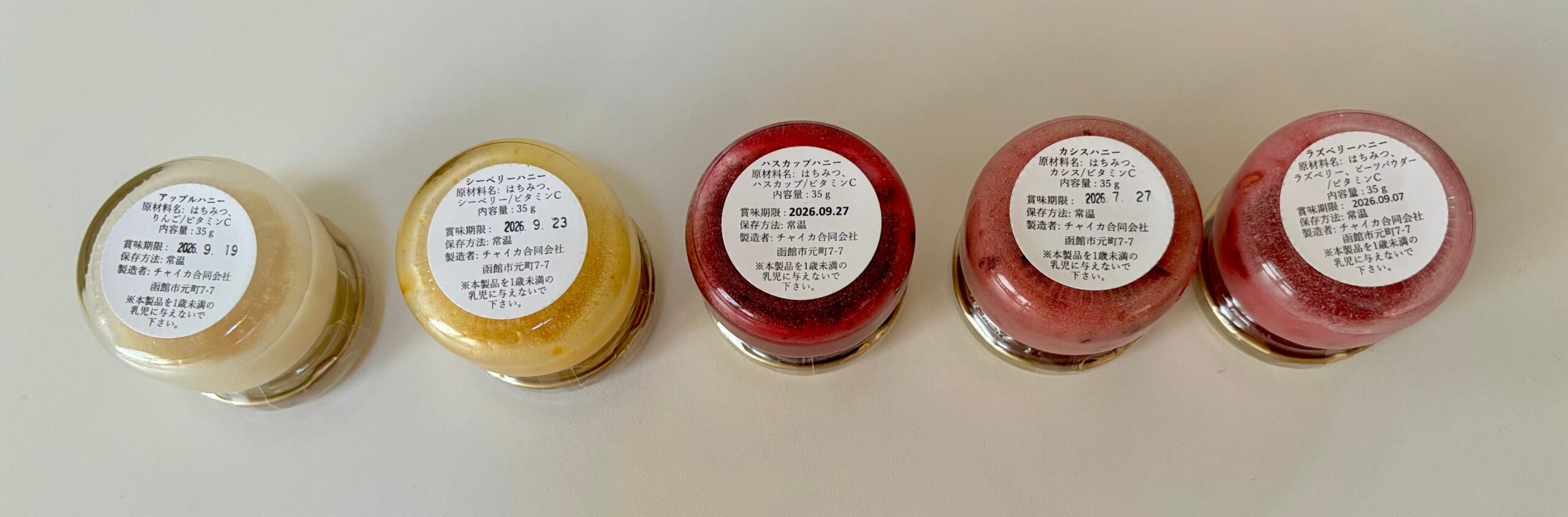 函館のチャイカで購入した函館サモワールのハチミツの栄養表示