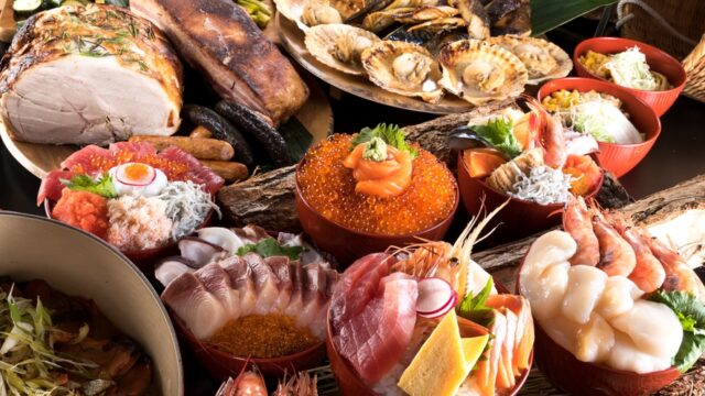 函館湯の川温泉 海と灯/ヒューイットリゾートの豪華ビュッフェ